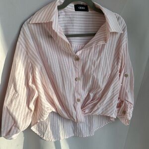 Cider Light Pink Striped Button-Up Shirt